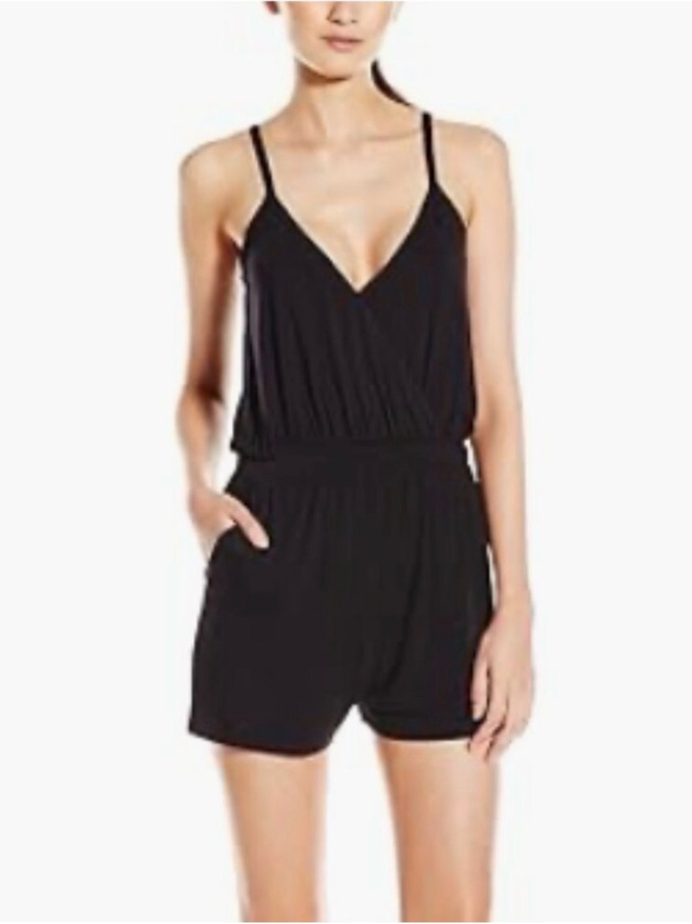 Laundry By Shelli Segal Black Spaghetti-Strap Swim Coverup Romper
